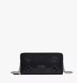 Aren Chain Zip Around Wallet In Maxi Patent Leather