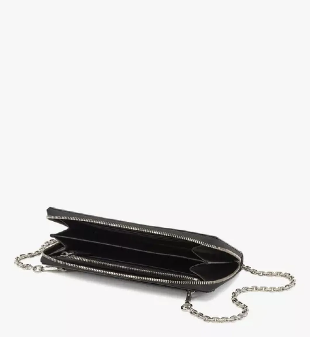 Aren Chain Zip Around Wallet In Maxi Patent Leather