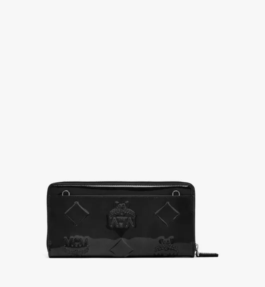 Aren Chain Zip Around Wallet In Maxi Patent Leather