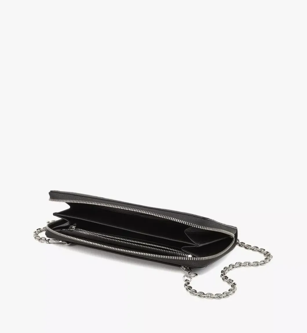 Aren Chain Zip Around Wallet In Embossed Monogram Leather