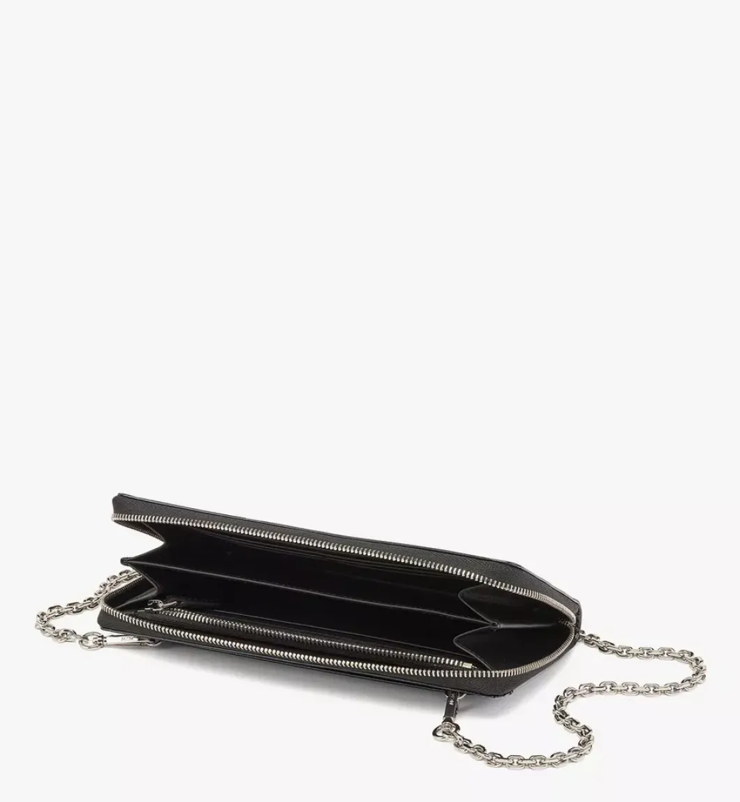Aren Chain Zip Around Wallet In Maxi Patent Leather