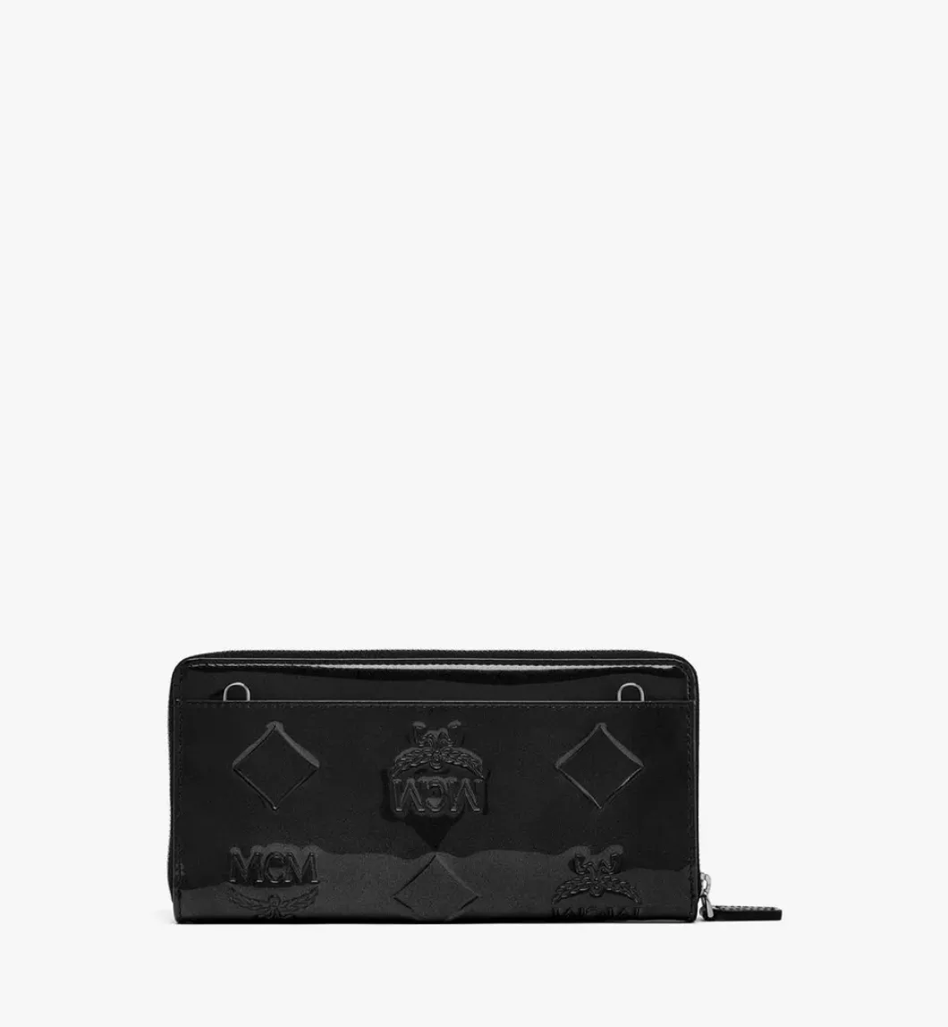Aren Chain Zip Around Wallet In Maxi Patent Leather