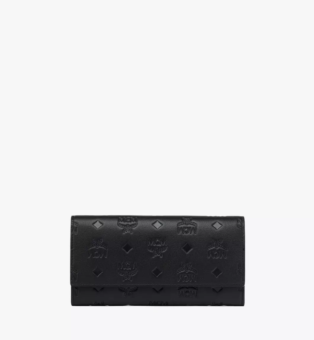 Aren Continental Wallet In Embossed Monogram Leather