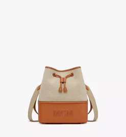 Aren Drawstring Bag In Linen Leather Mix