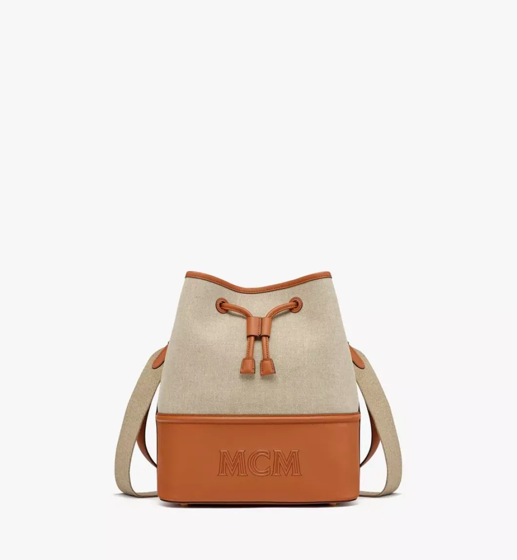 Aren Drawstring Bag In Linen Leather Mix