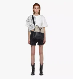 Aren Drawstring Bag In Linen Leather Mix