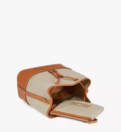 Aren Drawstring Bag In Linen Leather Mix