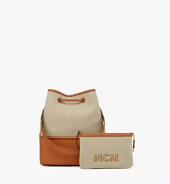 Aren Drawstring Bag In Linen Leather Mix