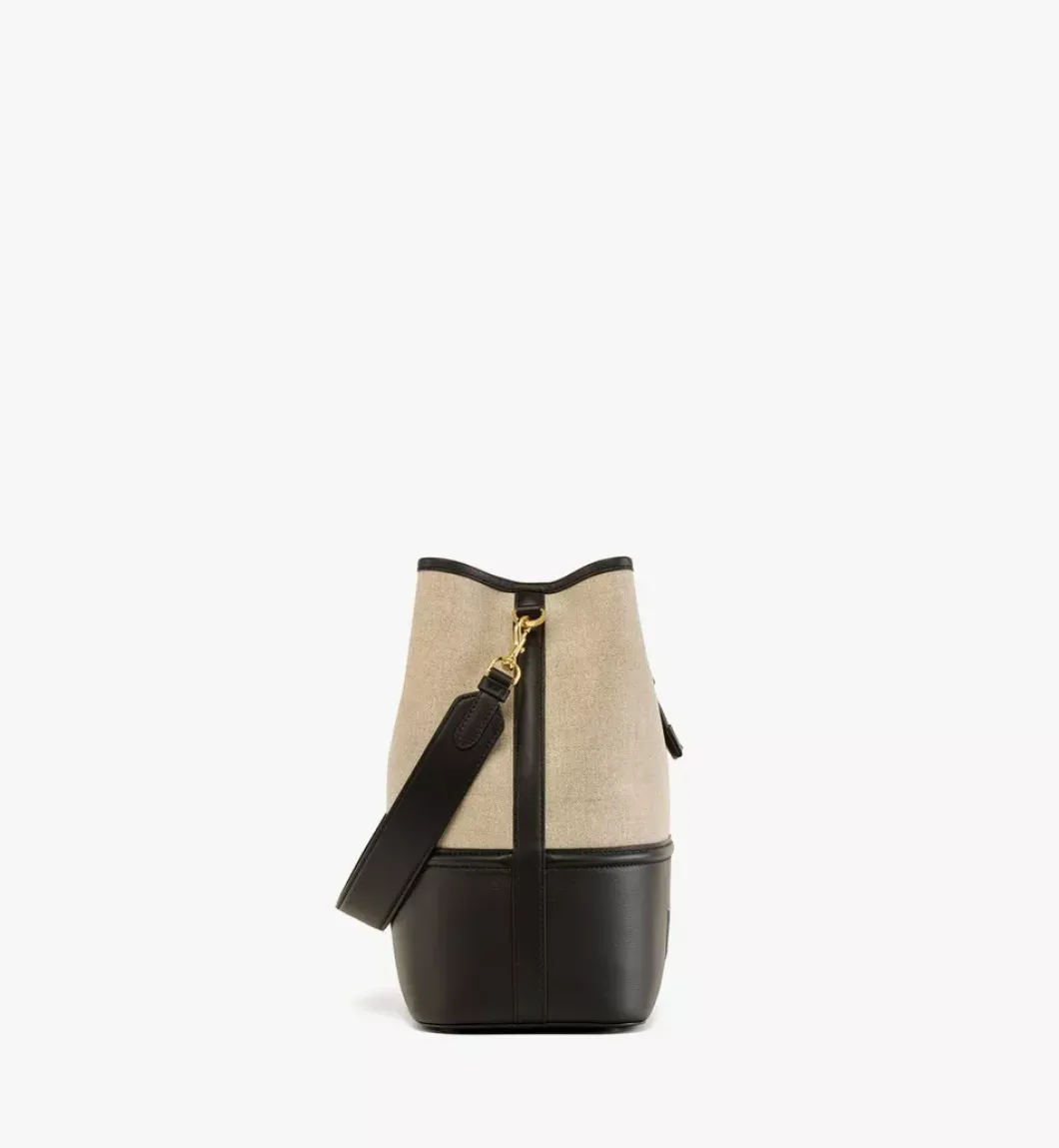 Aren Drawstring Bag In Linen Leather Mix