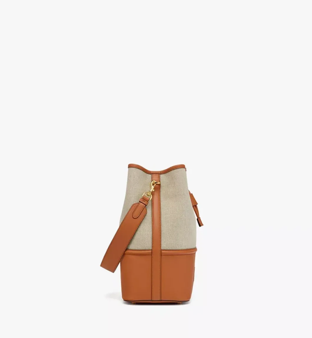 Aren Drawstring Bag In Linen Leather Mix
