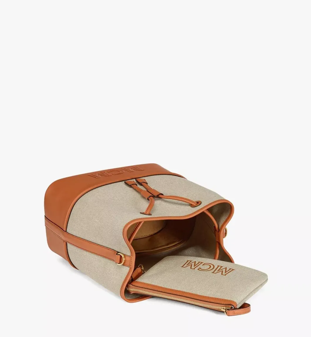 Aren Drawstring Bag In Linen Leather Mix