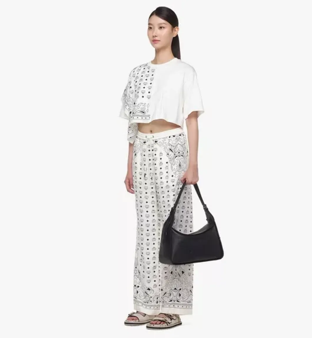 Aren Flap Hobo Bag In Embossed Monogram Leather