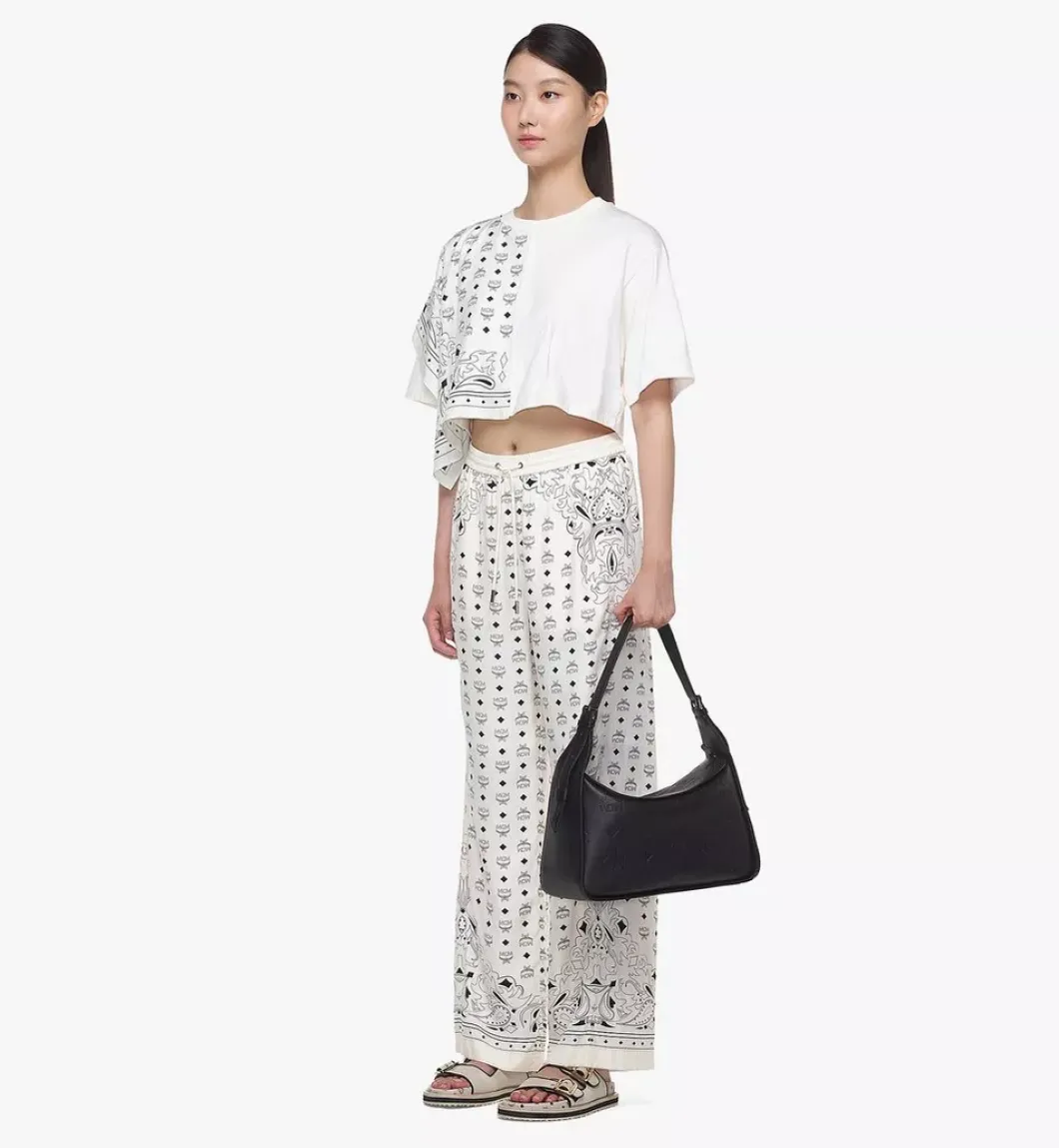 Aren Flap Hobo Bag In Embossed Monogram Leather