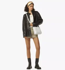 Aren Top-Zip Shopper In Visetos Leather Mix