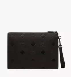 Aren Wristlet Zip Pouch In Maxi Monogram Leather