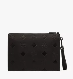 Aren Wristlet Zip Pouch In Maxi Monogram Leather