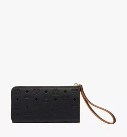 Aren Zip Around Wallet In Embossed Monogram Leather