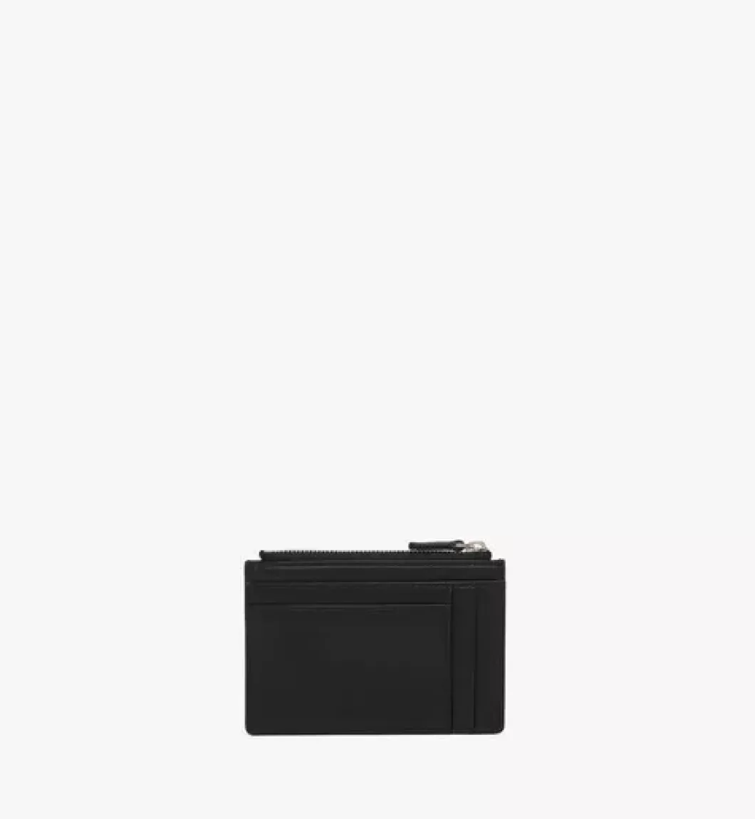 Aren Zip Card Case In Embossed Monogram Leather
