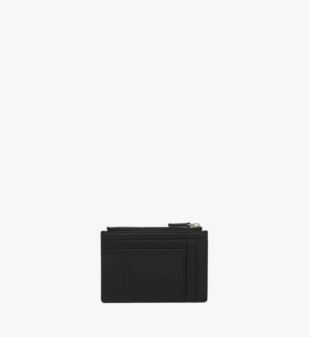 Aren Zip Card Case In Embossed Monogram Leather