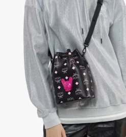 M Pup Drawstring In Color Splash Logo Leather
