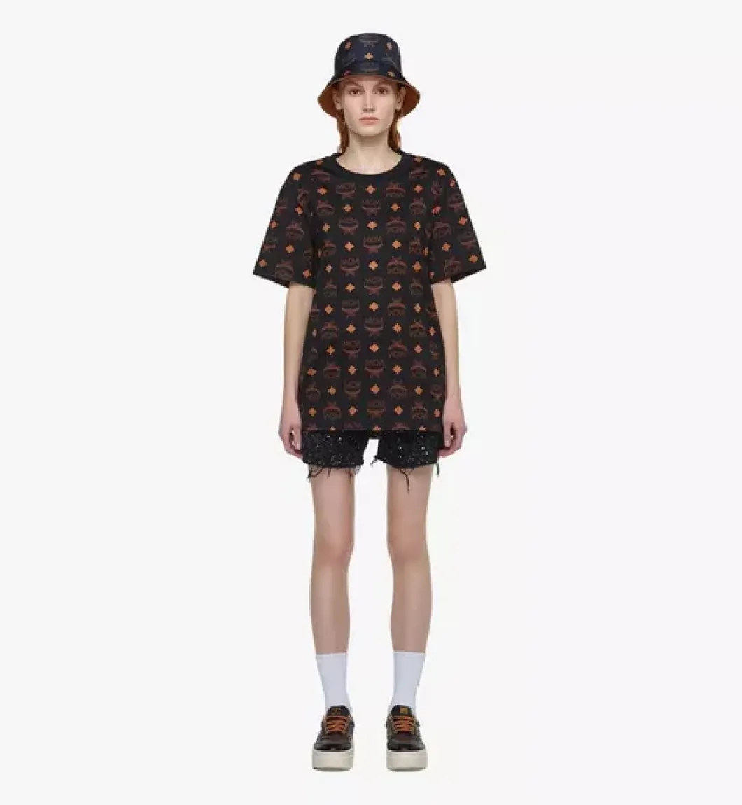Maxi Monogram Print T-Shirt In Organic Cotton