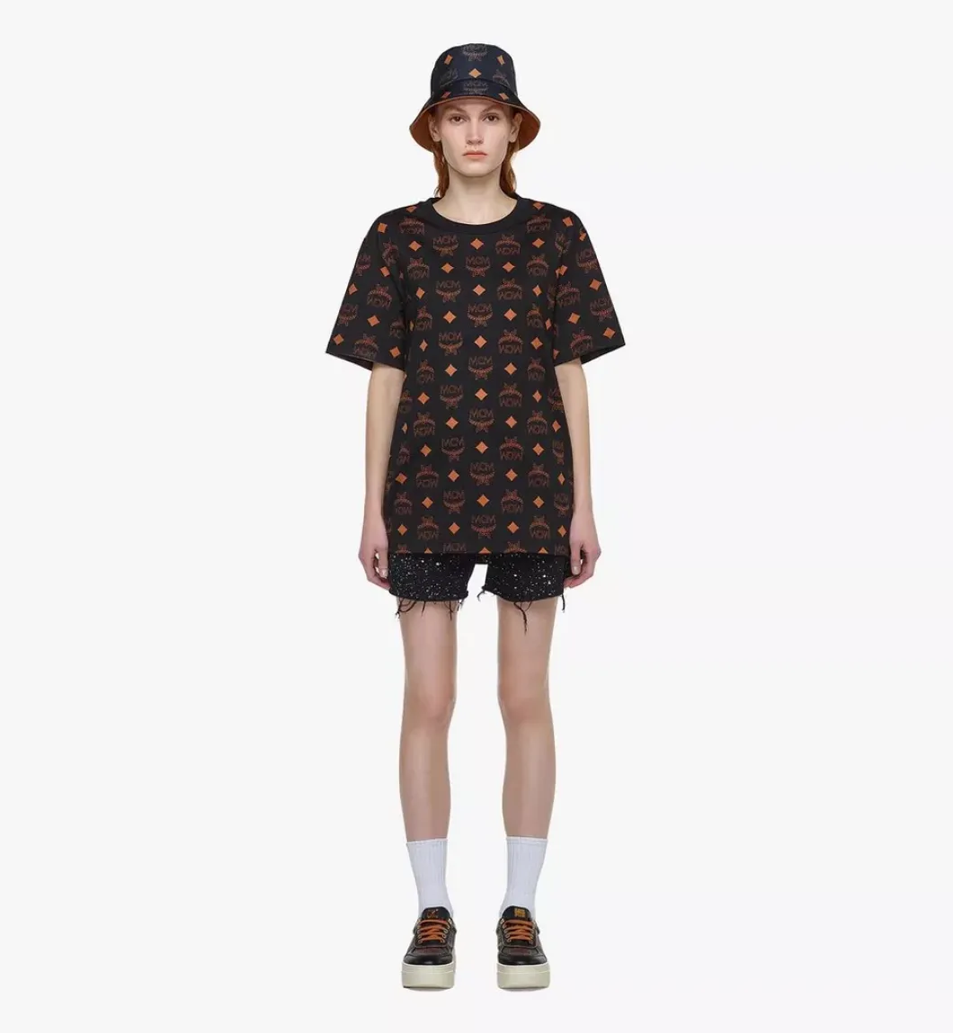 Maxi Monogram Print T-Shirt In Organic Cotton