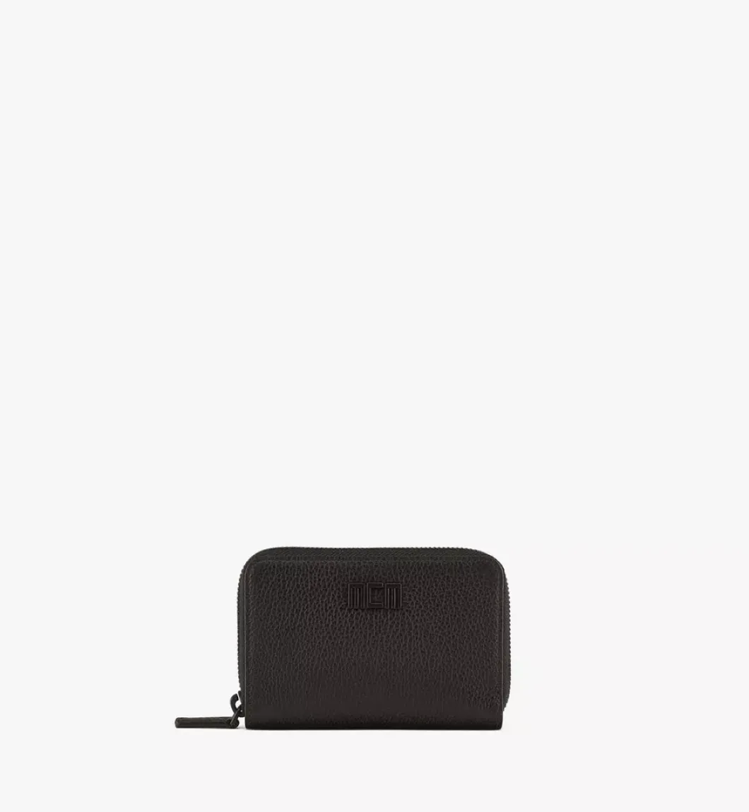 Mcm Tech Zip Around Wallet In Embossed Spanish Leather