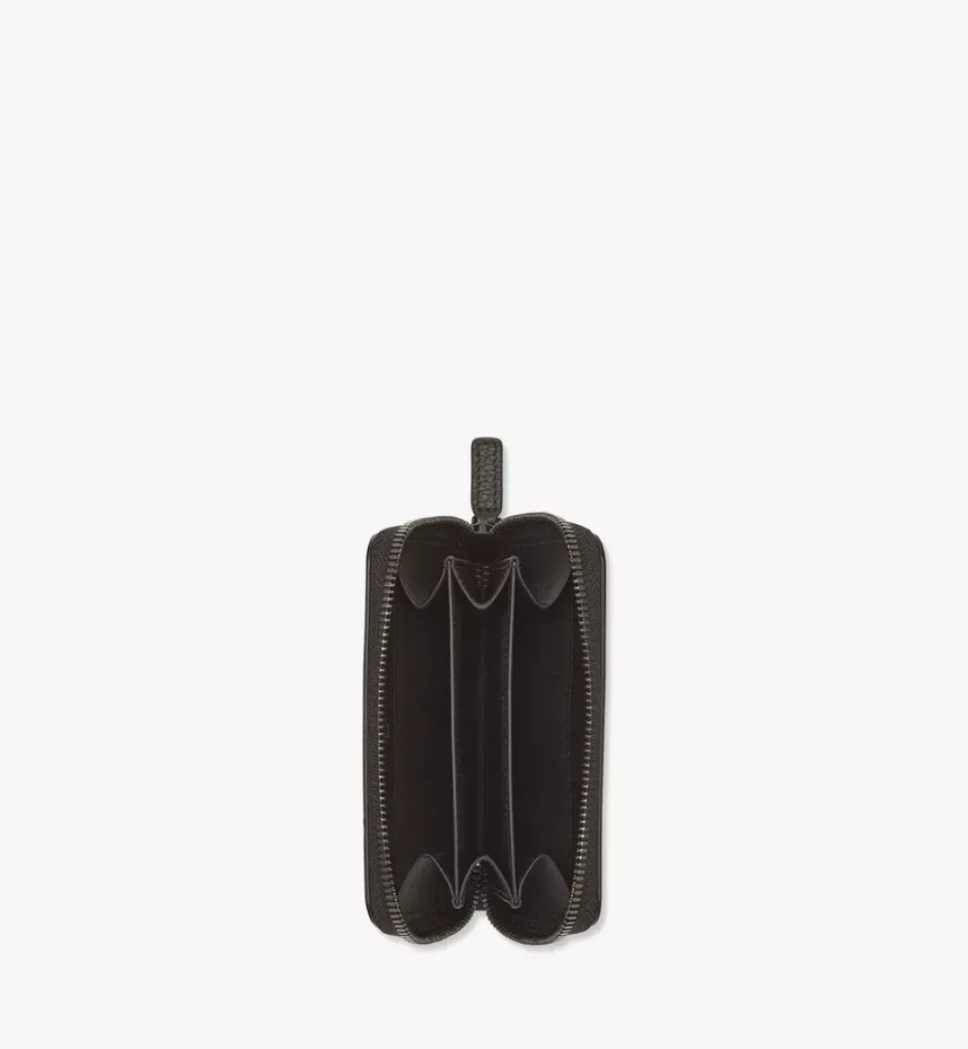 Mcm Tech Zip Around Wallet In Embossed Spanish Leather