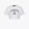 Mcm Worldwide Print Cropped T-Shirt In Organic Cotton