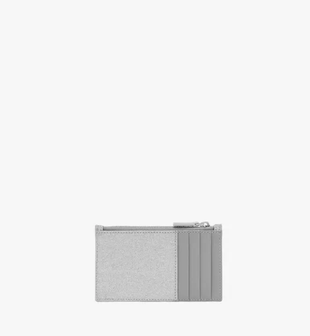 Mode Travia Zip Card Case In Glitter Leather