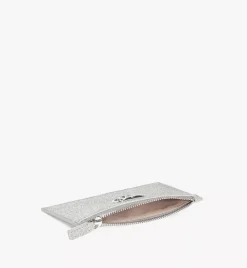 Mode Travia Zip Card Case In Glitter Leather