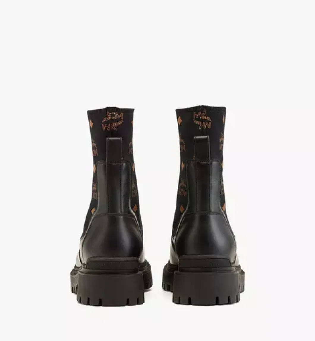 Monogram Knit Boots In Calf Leather