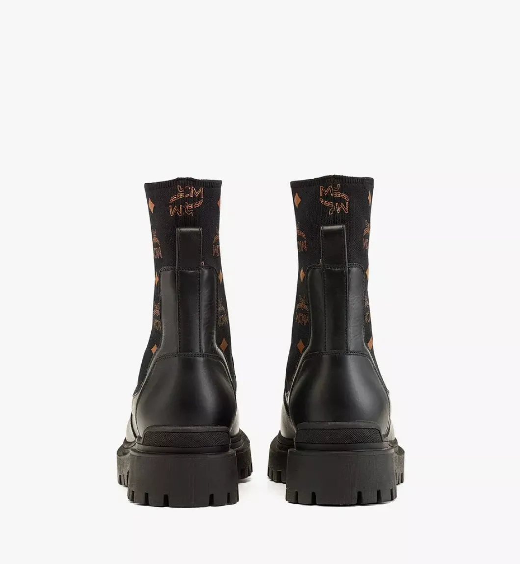 Monogram Knit Boots In Calf Leather