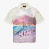 Retro Futurism Print Bowling Shirt