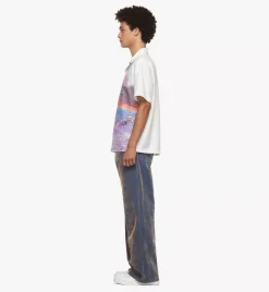 Retro Futurism Print Bowling Shirt
