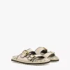 Sandals In Linen Leather Mix
