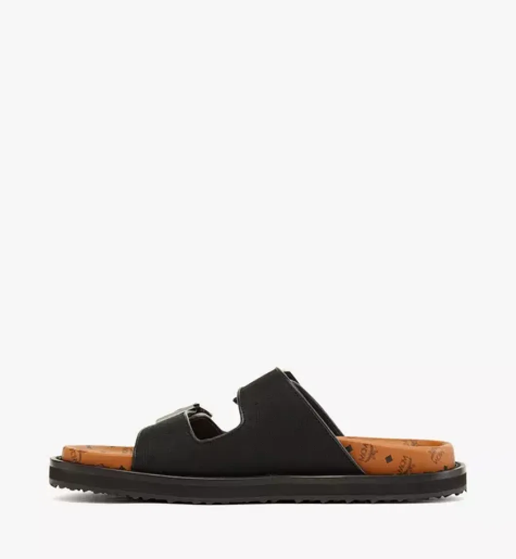 Sandals In Linen Leather Mix