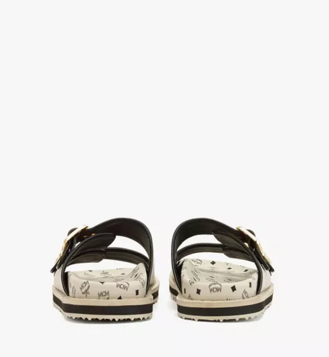 Sandals In Linen Leather Mix