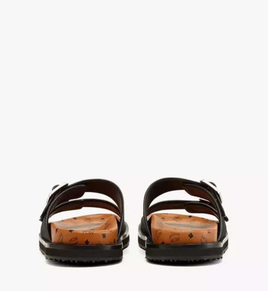 Sandals In Linen Leather Mix