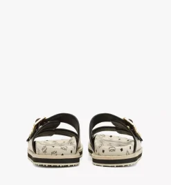 Sandals In Linen Leather Mix