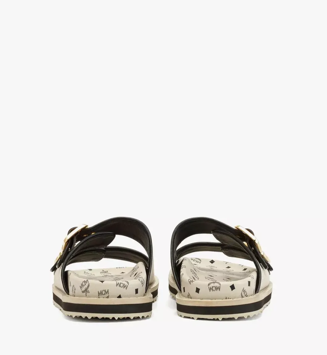 Sandals In Linen Leather Mix