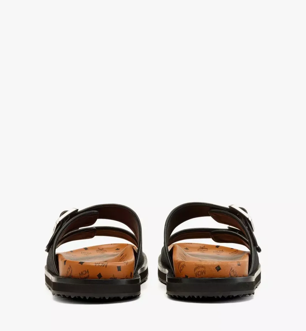 Sandals In Linen Leather Mix
