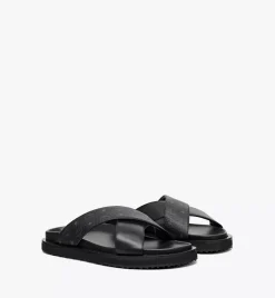 Sandals In Visetos Leather Mix