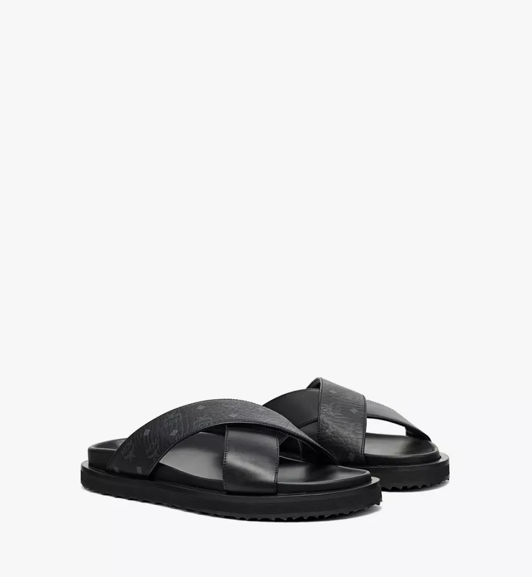 Sandals In Visetos Leather Mix