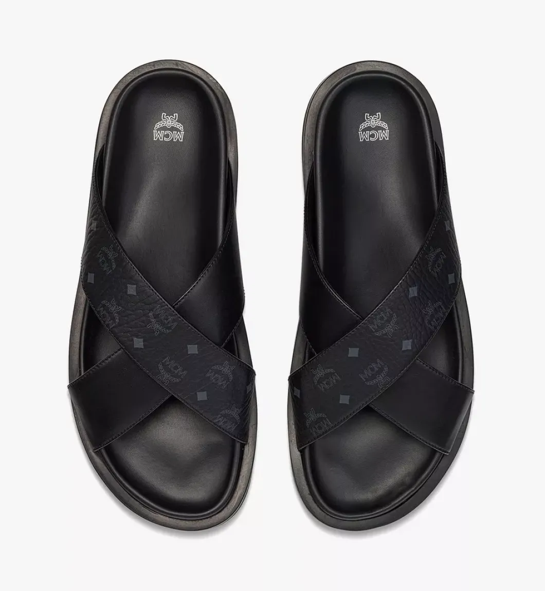 Sandals In Visetos Leather Mix