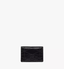 Travia Quilted Card Wallet In Crushed Leather