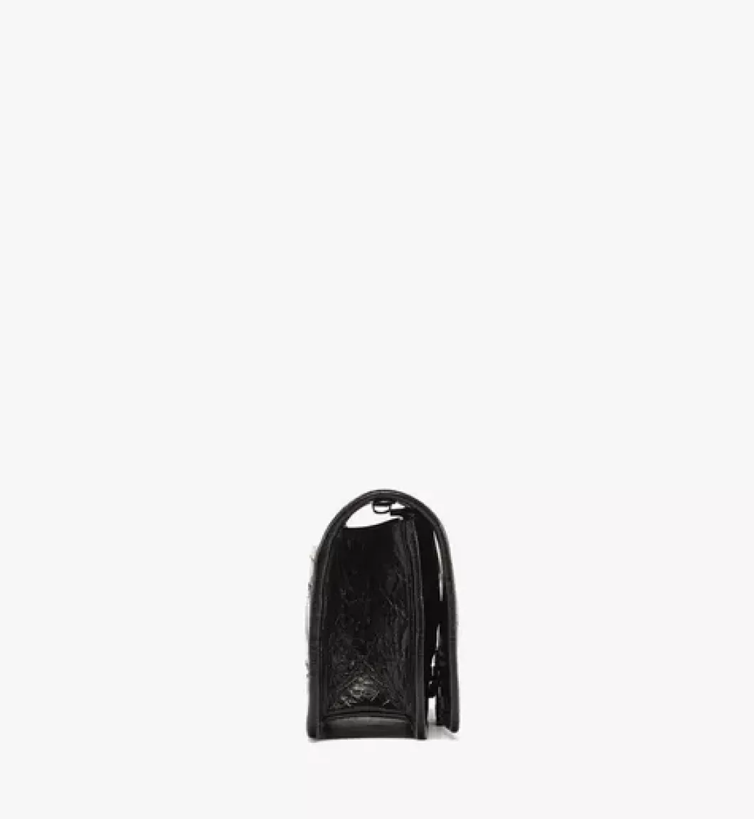 Travia Quilted Chain Wallet In Crushed Leather