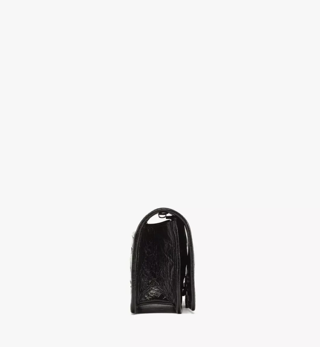 Travia Quilted Chain Wallet In Crushed Leather
