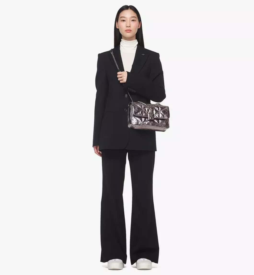 Travia Quilted Shoulder Bag In Crushed Calf Leather