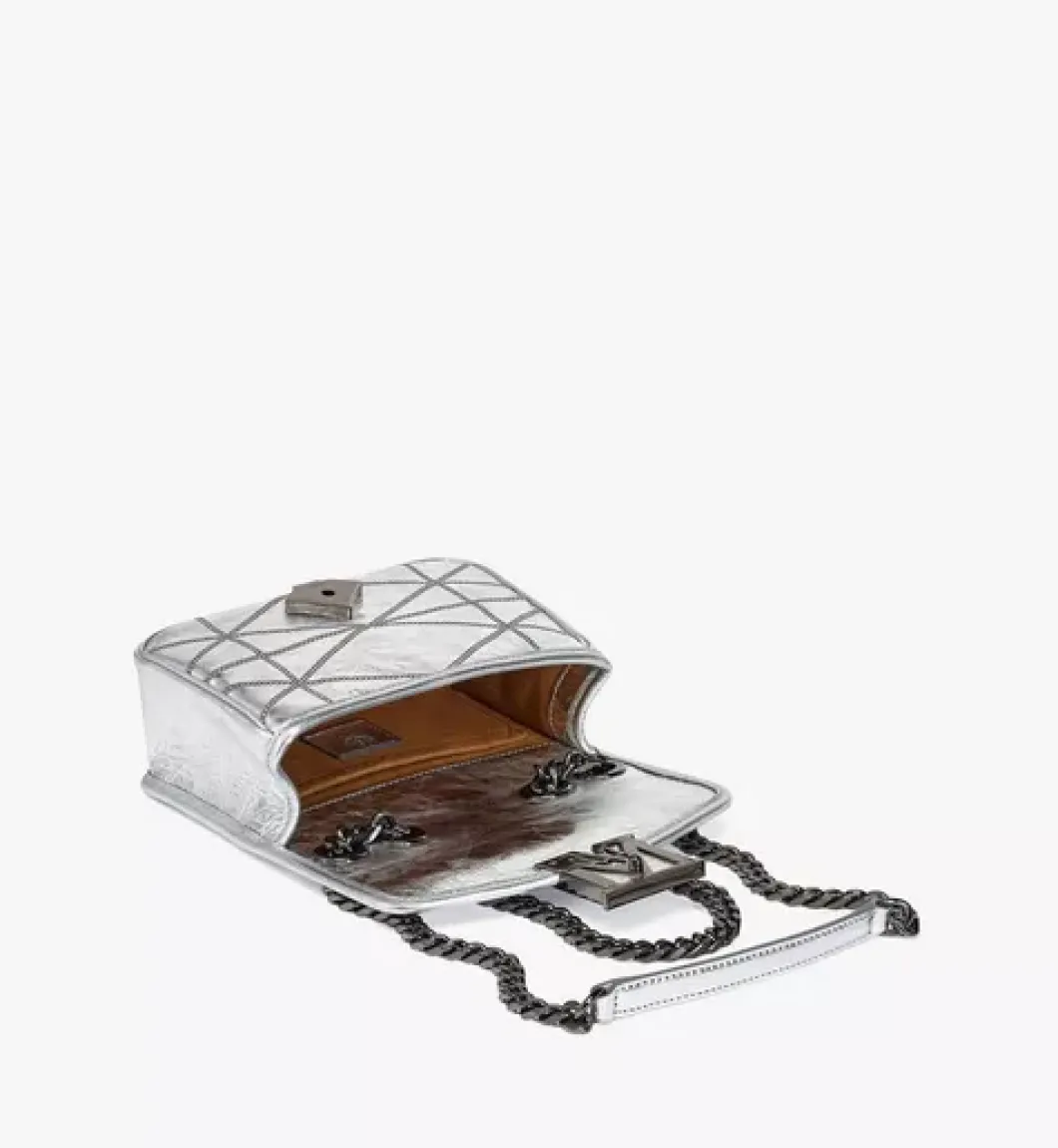 Travia Quilted Shoulder Bag In Crash Calf Leather